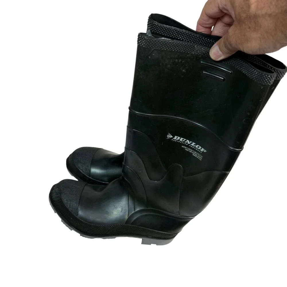Dunlop 86102 Mens Black 16 Inch Polyblend Steel Toe Waterproof Work Boots Size 9